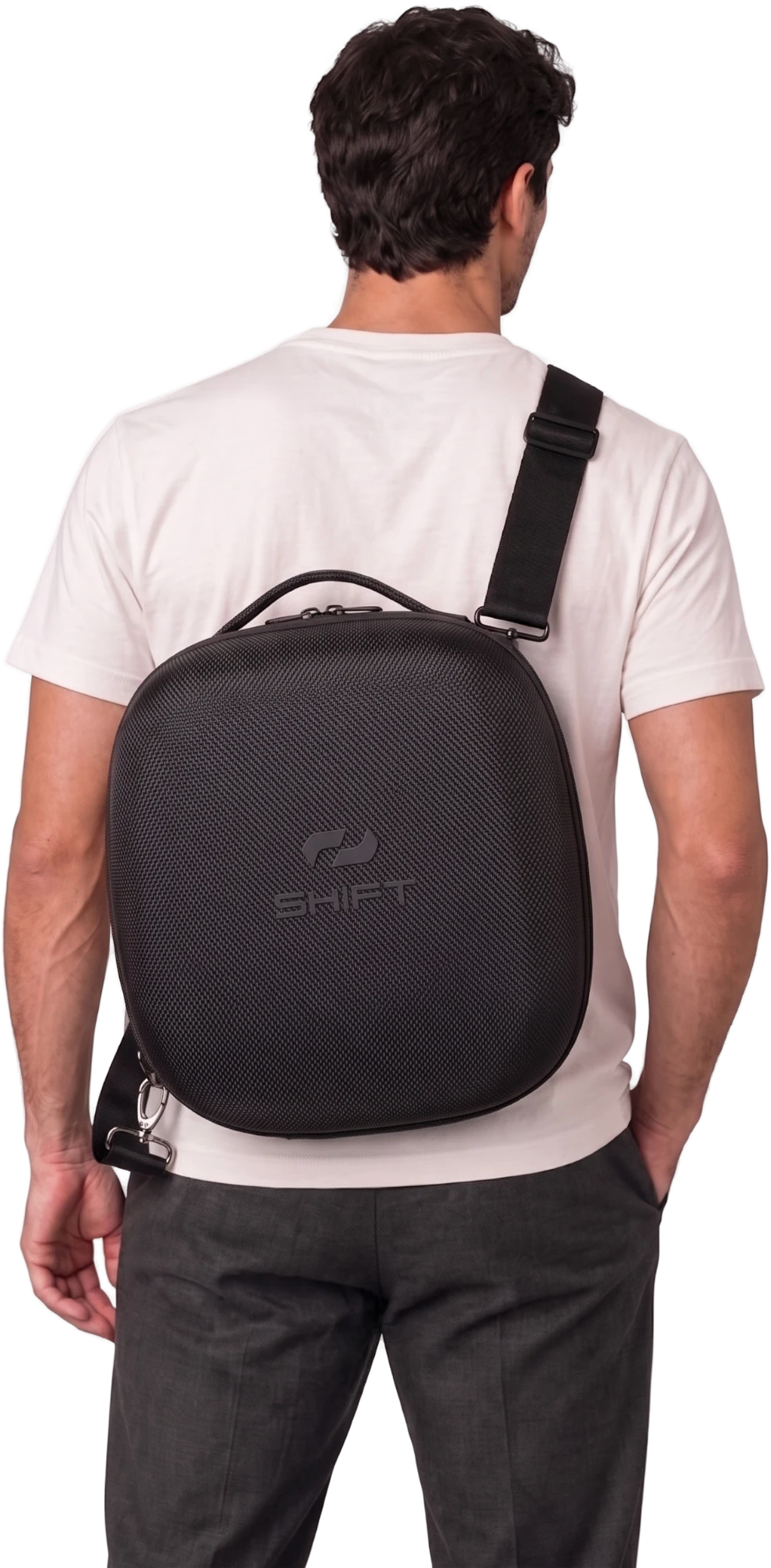 Dusk carried in its padded case over the shoulder